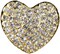 Belagio Rhinestone Shank Button, 1" Diameter, 1 Piece, Heart Design, Gold/Crystal